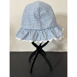 Lid’l Dolly’s Blue/White Gingham Girls Sun Hat Vintage 7” 21” Circumference